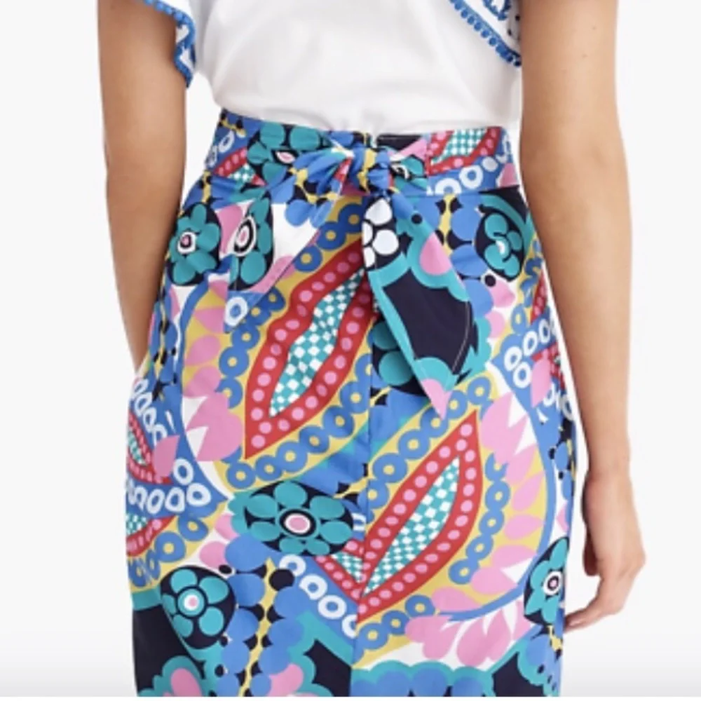 J Crew Tie Back Tulip Hem Skirt in Ratti Kaleidoscope Floral Sz 2 - Picture 4 of 16